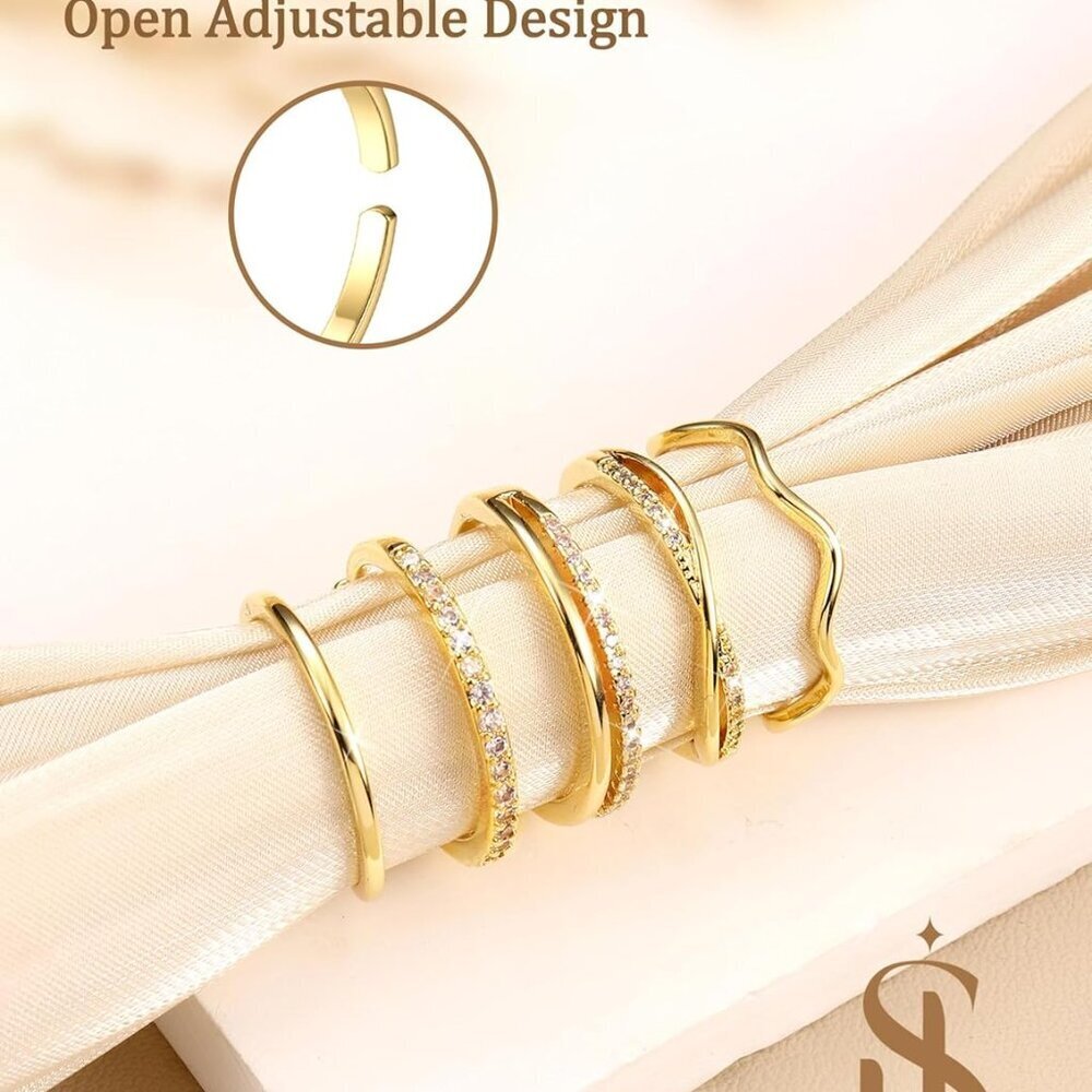 Gold Stackable Rings Women Adjustable Thin Jewelr… - image 3